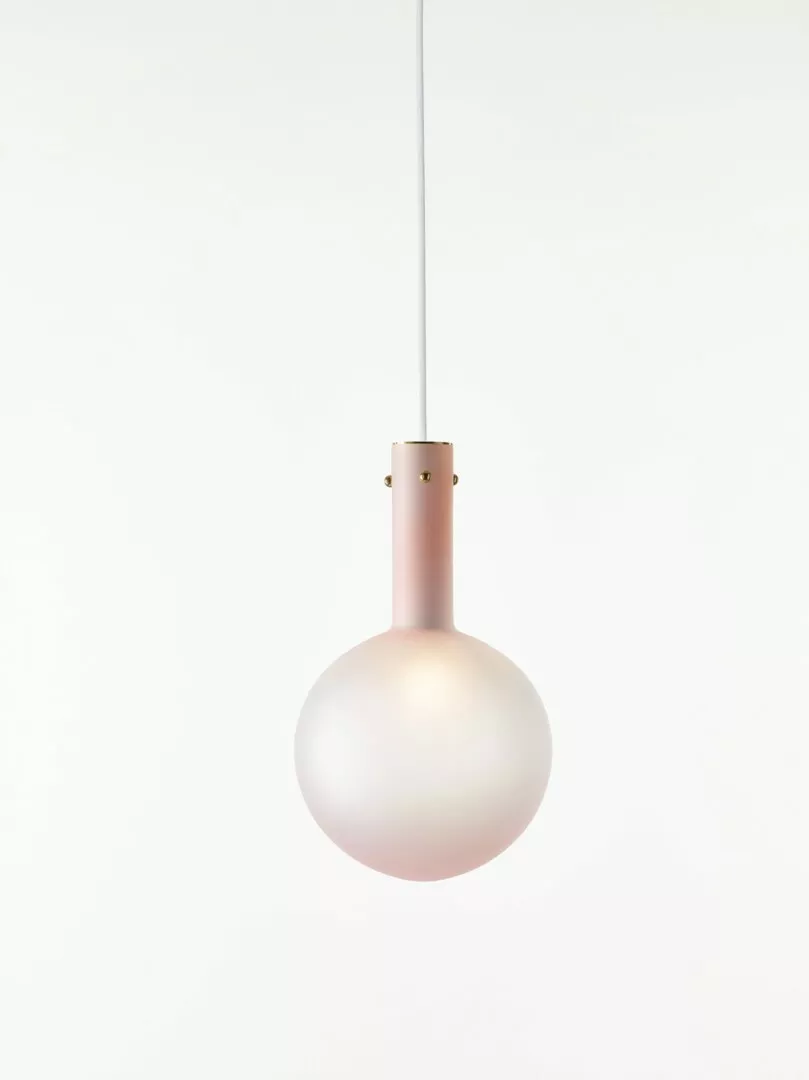 Minimalist white pendant lamp on a clean background.