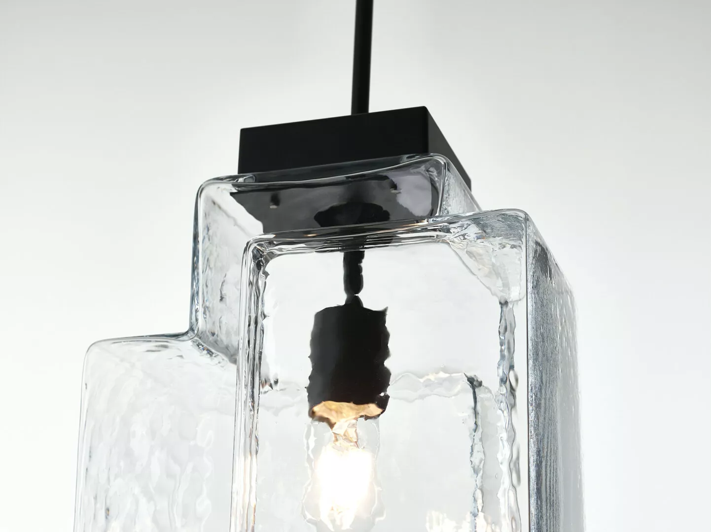 Modern ice glass cube pendant light.