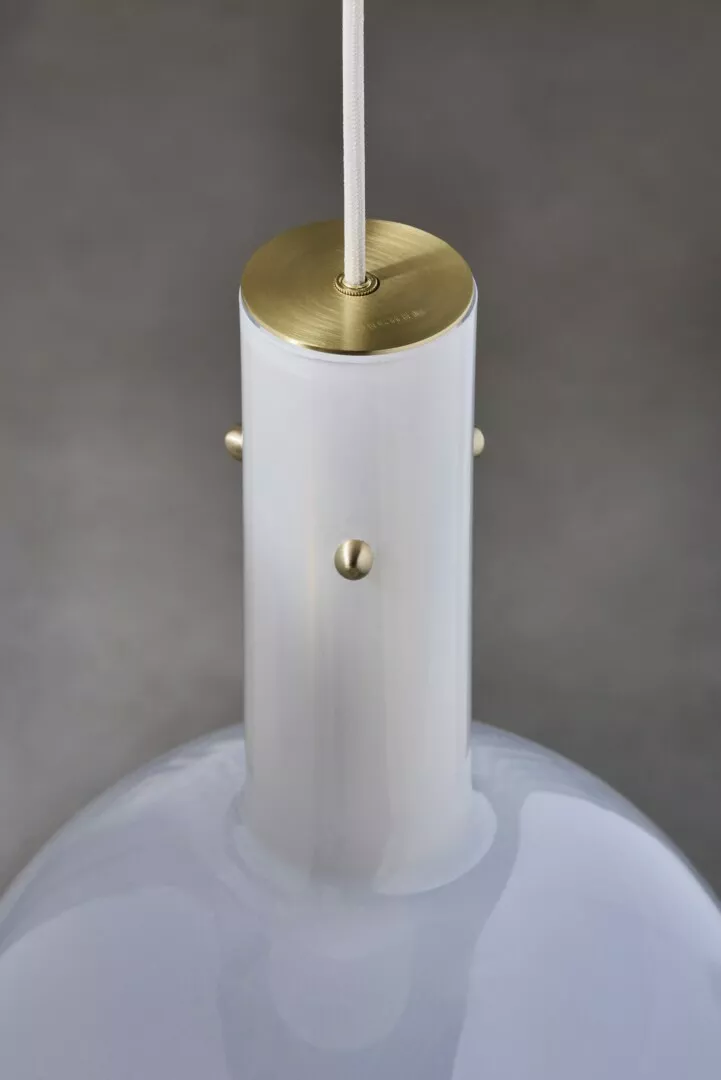 White and gold modern lamp detail.